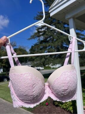 Victoria's Secret Dream Angels Pink Sparkle Lace Lined Demi Bra 34D